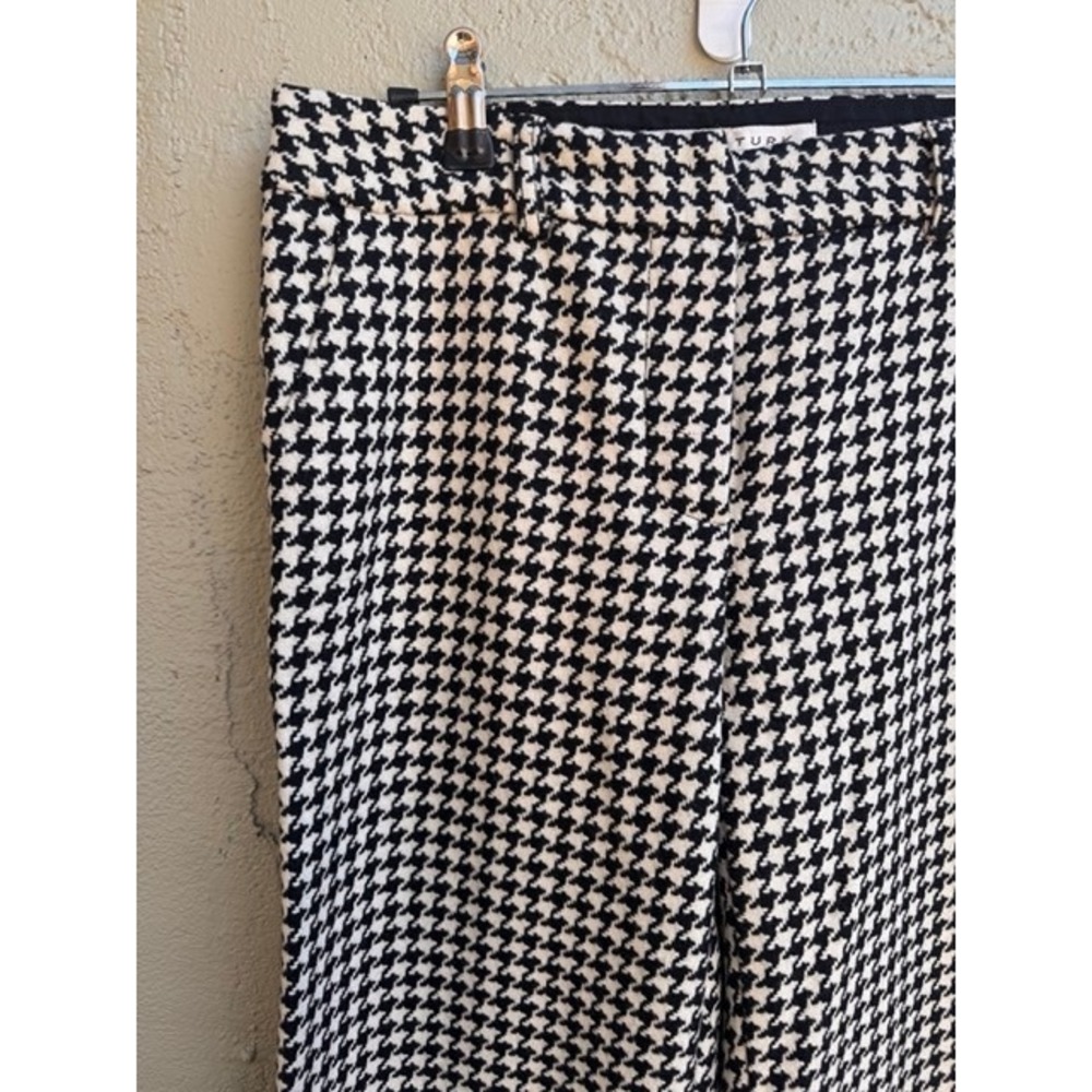 Trina Turk Womens Black White Houndstooth Pants Academia Office Mod Tailored - Picture 2 of 7